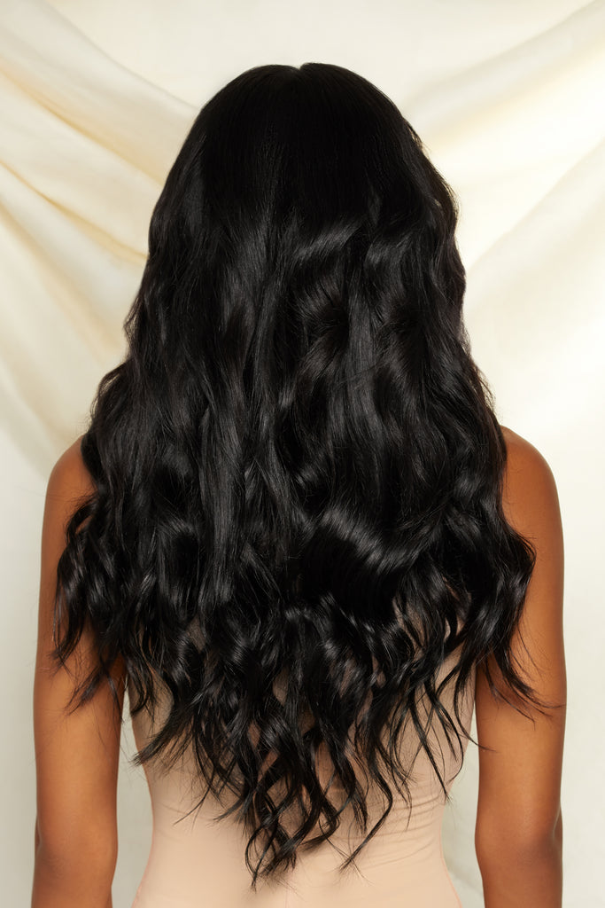 black weft hair extensions before and after