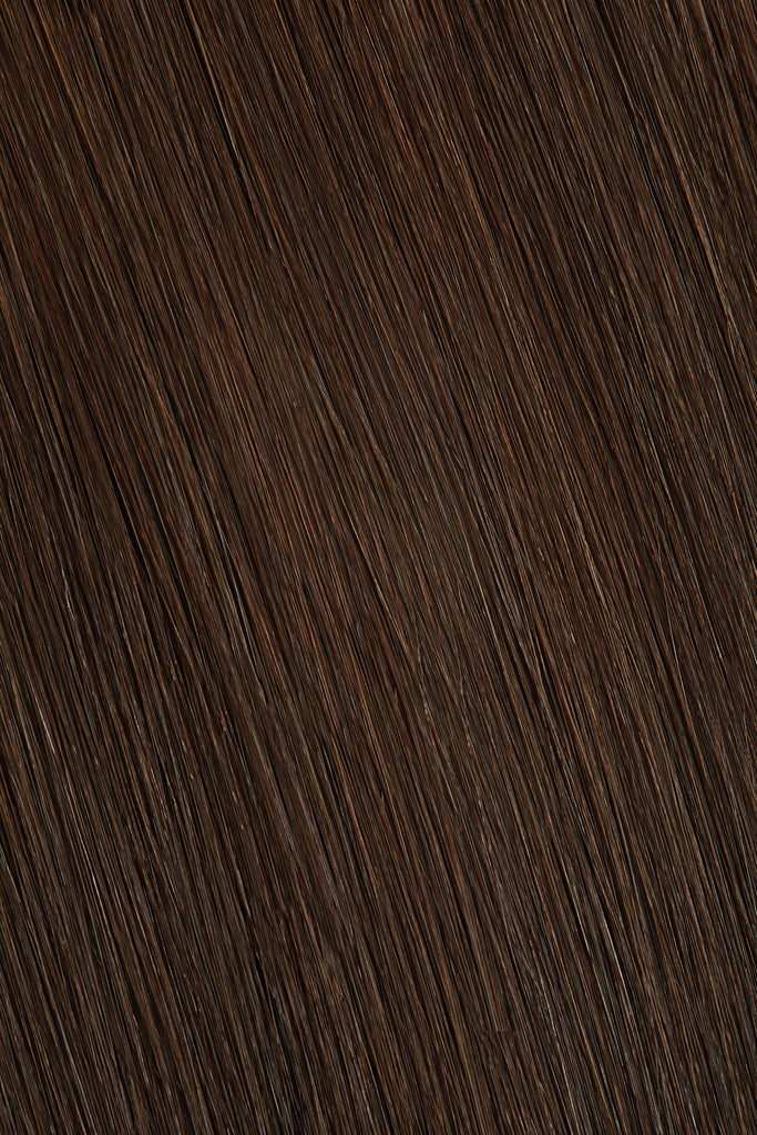 medium brown weft hair extensions color